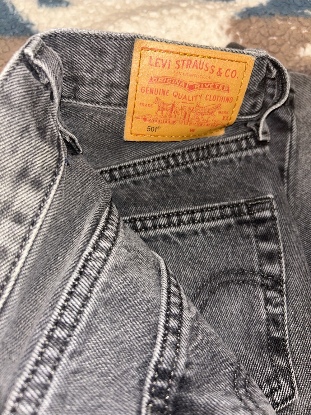 Levi's Black Gray Washed 501 Jeans